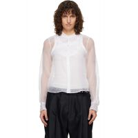 R13 White Pleated Tuxedo Front Shirt 261021F109005