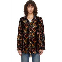 R13 Black & Orange Drop Neck Shirt 261021F109013