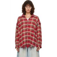 R13 SSENSE Exclusive Red Shredded Seam Drop Neck Shirt 261021F109015