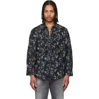 R13 Black Shredded Seam Ruffle Shirt 261021M192006