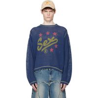 Carne Bollente Blue Spell It Out Sweater 261033M201000