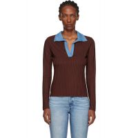 Rag & bone Burgundy Natalia Colorblock Long Sleeve Polo 261055F108000