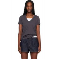 Rag & bone Gray The Slub Vee T-shirt 261055F110013