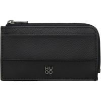 Hugo Black Stacked Logo Card Holder 261084M163002