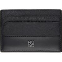 Hugo Black Stacked-Logo Trim Card Holder 261084M163005
