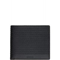 Hugo Black Logo-Pattern Leather Wallet 261084M164007