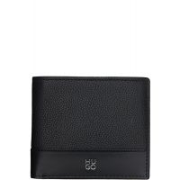 Hugo Black Stacked-Logo Leather Wallet 261084M164009