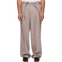 Hugo Taupe Fashion-Fit Front Pleat Belt Detail Trousers 261084M191016