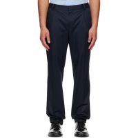 Hugo Navy Slim-Fit Paper-Touch Stretch Cotton Trousers 261084M191020
