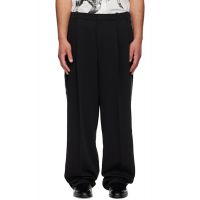 Hugo Black Pleat-Front Whipstitch Detail Trousers. 261084M191021
