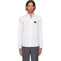 Hugo White Stretch-Cotton Canvas Relaxed-Fit Shirt 261084M192011