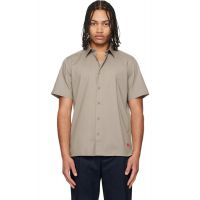 Hugo Taupe Relaxed-Fit Stretch Cotton Shirt 261084M192043
