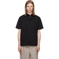 Hugo Black Stretch Cotton Logo Patch Shirt 261084M192044