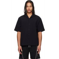Hugo Black Oversized-Fit Stretch Cotton Seersucker Shirt 261084M192053