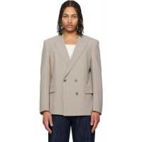 Hugo Taupe Double-Breasted Blazer 261084M195009