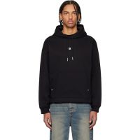 Hugo Black Relaxed Fit Stacked-Logo Hoodie 261084M202004