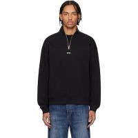 Hugo Black Cotton Terry Logo-Print Sweatshirt 261084M202015