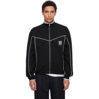 Hugo Black Cotton-Blend Embroidered Logo Artwork Track Jacket 261084M202024