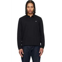 Hugo Black Stacked-Logo Cotton Blend Polo 261084M212005