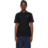 Hugo Black Stretch Cotton Slim-Fit Logo Polo 261084M212012