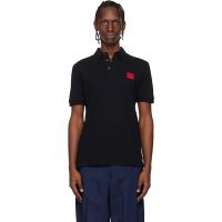 Hugo Black Slim-Fit Red Logo Label Polo 261084M212017