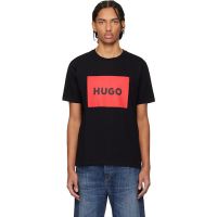 Hugo Black Logo Cotton Jersey T-shirt 261084M213029