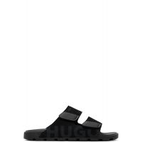 Hugo Black Faux-Suede Logo Detailing Sandals 261084M234013