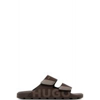 Hugo Brown Faux-Suede Logo Detailing Sandals 261084M234014