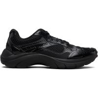 Hugo Black Mesh Faux-Leather Sneakers 261084M237005