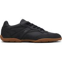 Hugo Black Stacked Logo Faux-Leather Sneakers 261084M237024