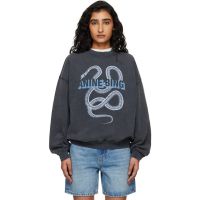 ANINE BING Black Harvey Crew Snake Sweatshirt 261092F098010
