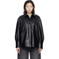 ANINE BING Black Dante Regenerated Leather Shirt 261092F109001