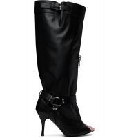 August Barron Black Unzipped Tall Boots 261098F115000