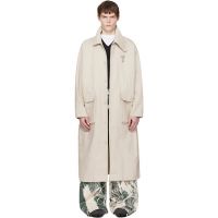 Reese Cooper Beige Cotton Herringbone Overcoat 261115M176001