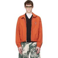 Reese Cooper Orange Nylon Cinched Harrington Jacket 261115M180002