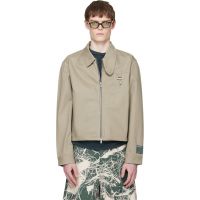 Reese Cooper Taupe Cotton Herringbone Work Jacket 261115M180003