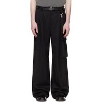 Reese Cooper Black Wool Pleated Cargo Pants 261115M188000