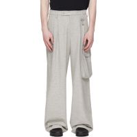 Reese Cooper Gray Wool Herringbone Pleated Cargo Pants 261115M188001