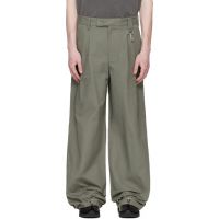 Reese Cooper Khaki Cotton Ripstop Pleated Trousers 261115M191000