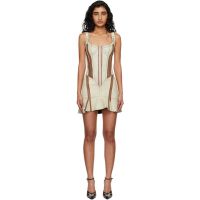 KNWLS Taupe & Brown Scallop Leather Minidress 261148F052000