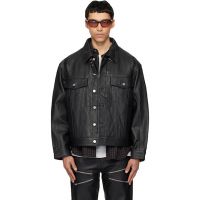 Deadwood Black Oracle Leather Jacket 261158M181019