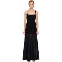 St. Agni Black Sheer Silk Circle Hem Maxi Dress 261193F054002
