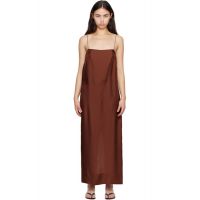 St. Agni Brown 90s Silk Twill Slip Midi Dress 261193F054004