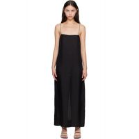 St. Agni Black 90s Silk Twill Slip Midi Dress 261193F054005