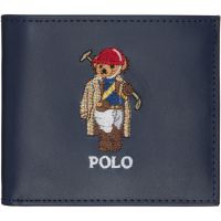 Polo Ralph Lauren Navy Bear Leather Billfold Wallet 261213M164008