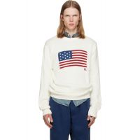 Polo Ralph Lauren White The Iconic Flag Sweater 261213M201035