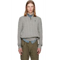 Polo Ralph Lauren Gray Cable-Knit Cotton Quarter-Zip Sweater 261213M202039