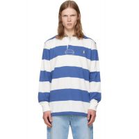 Polo Ralph Lauren White & Navy Classic Fit Khaki-Collar Rugby Shirt 261213M212000