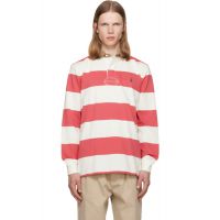 Polo Ralph Lauren White & Pink Classic Fit Khaki-Collar Rugby Shirt 261213M212001