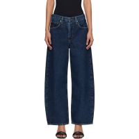 AGOLDE Navy Low Curve Crop Jeans 261214F069044